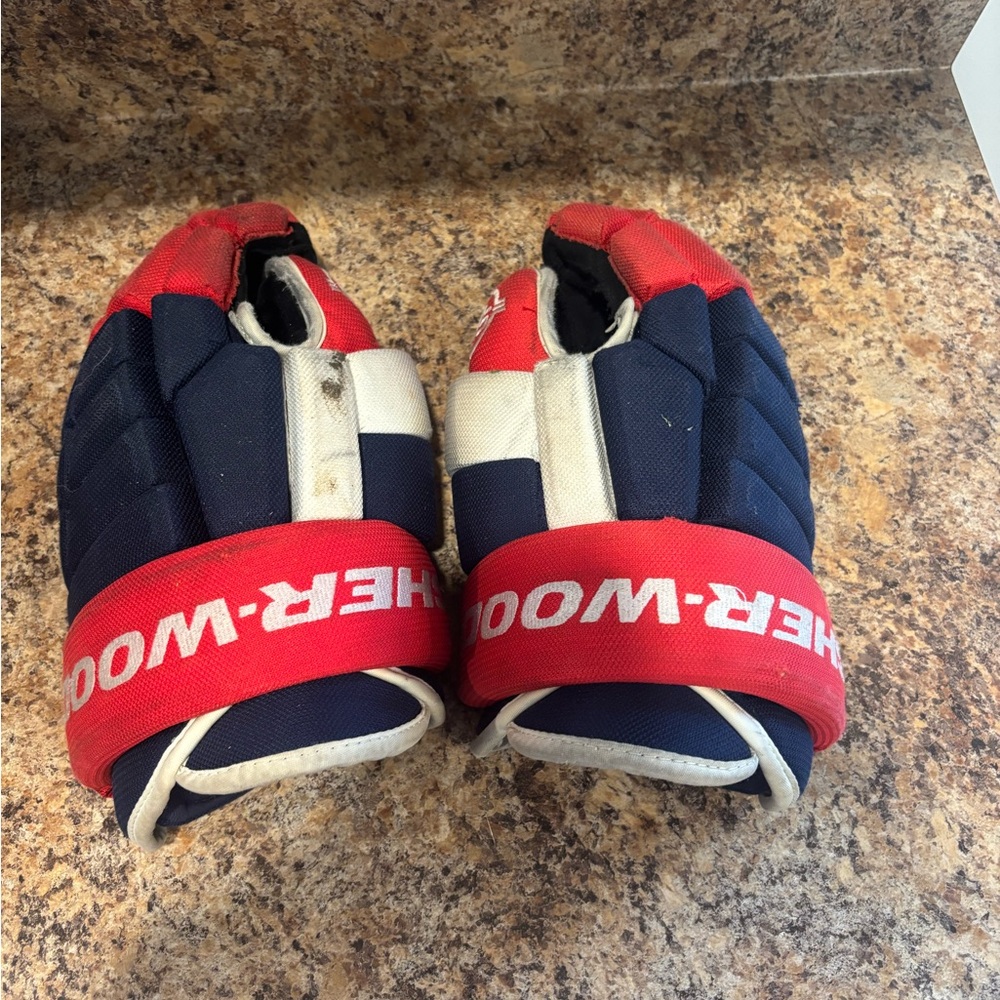 Red and Blue Men's Hockey Gloves